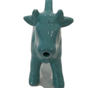 Cow Creamer Food Network Teal Aqua Blue Stoneware